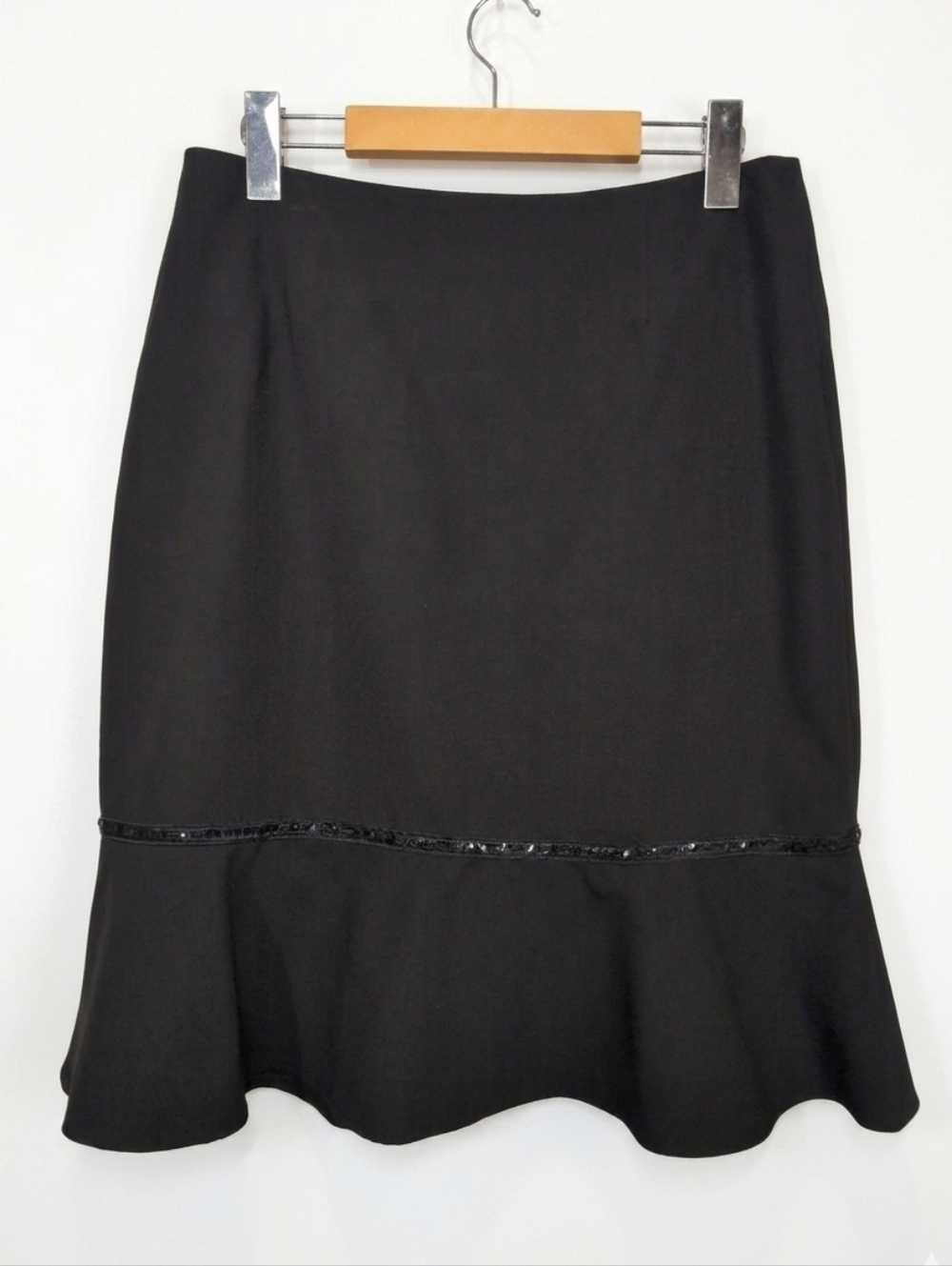 Vintage Y2K Reitmans Black Sequin Trim Flounce Hem Skirt Womens Size 9 Medium